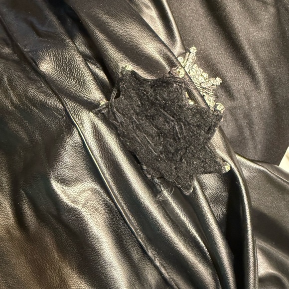 Black Embellished Faux Leather Women's Pant Set - 1X - Picture 3 of 5